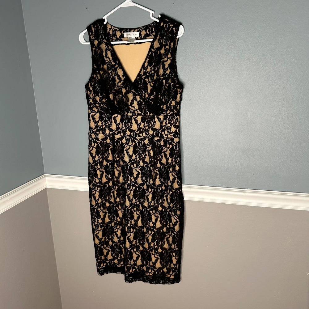 Newport News Black Floral Lace Sleeveless Sheath Dress whimsy goth vampire